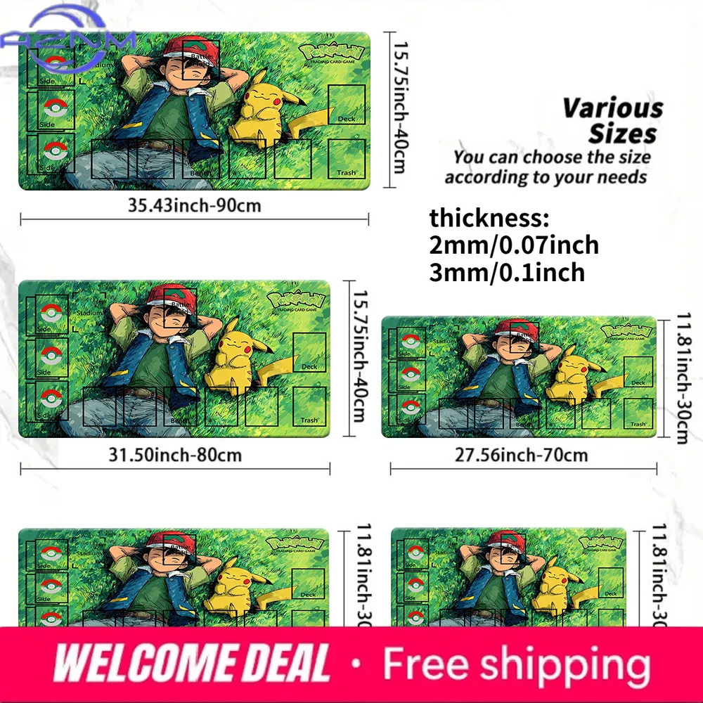 

Ash Ketchum Pikachu Lying On Grass Pokemon TCG Battle Playmat Large Anti Slip Gaming Mouse Pad Desk Mat
