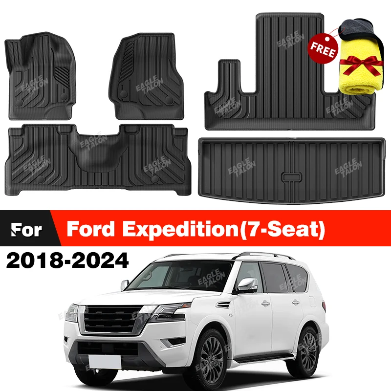 

For Ford Expedition(7-Seat) 2018-2024 2023 2022 All-Weather TPE Floor Mat Trunk Mat Carpet Cover Automotive Interior Accessories