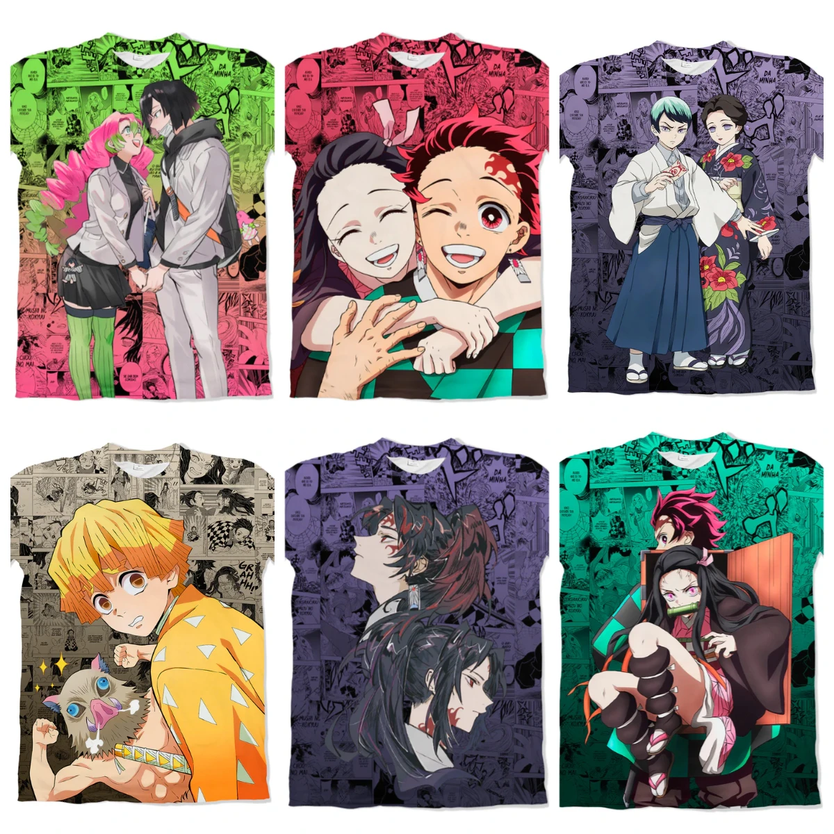 Mehrere 3D-gedruckte Demon Slayer T-Shirts für Erwachsene und Kinder, Trag deine Bindungen am Körper, Shorts für Freunde.