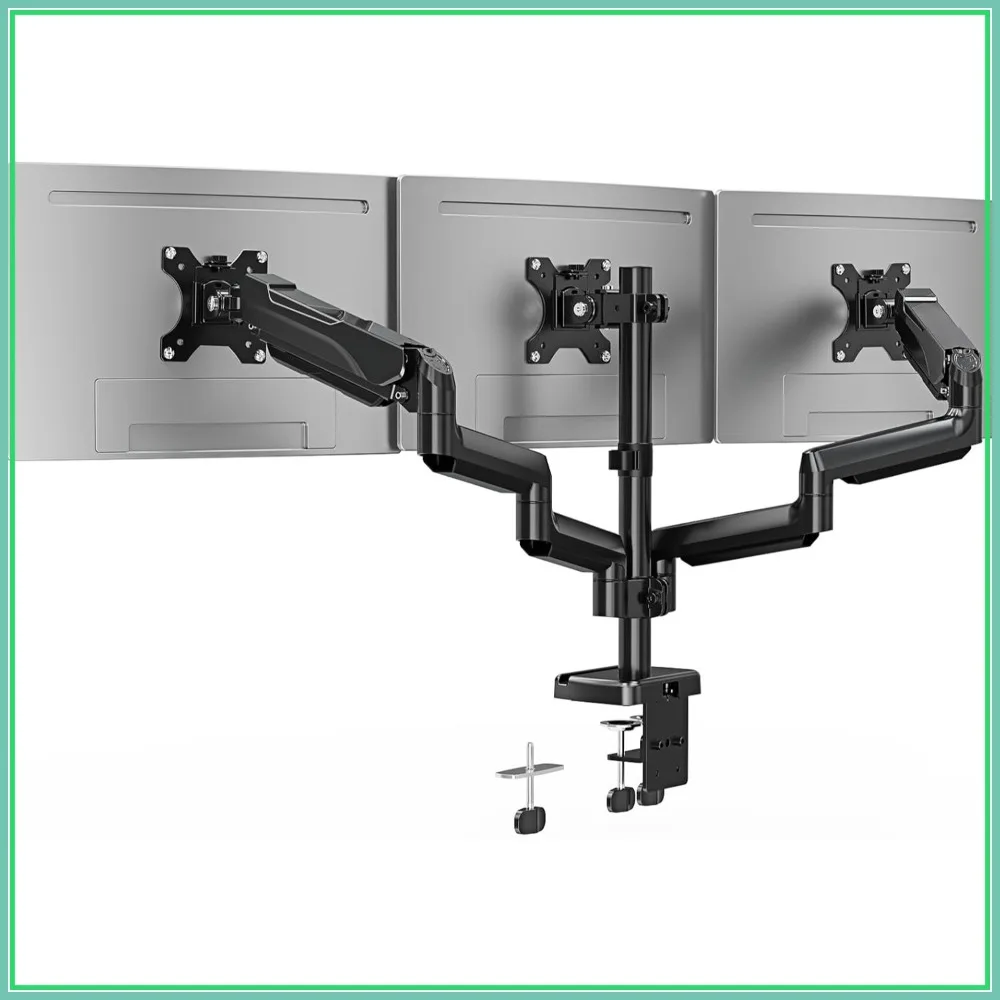 Triple Monitor Desk Mount for Screens up to 32", Holds 19.8 lbs Each, Heavy Duty VESA 75x100
