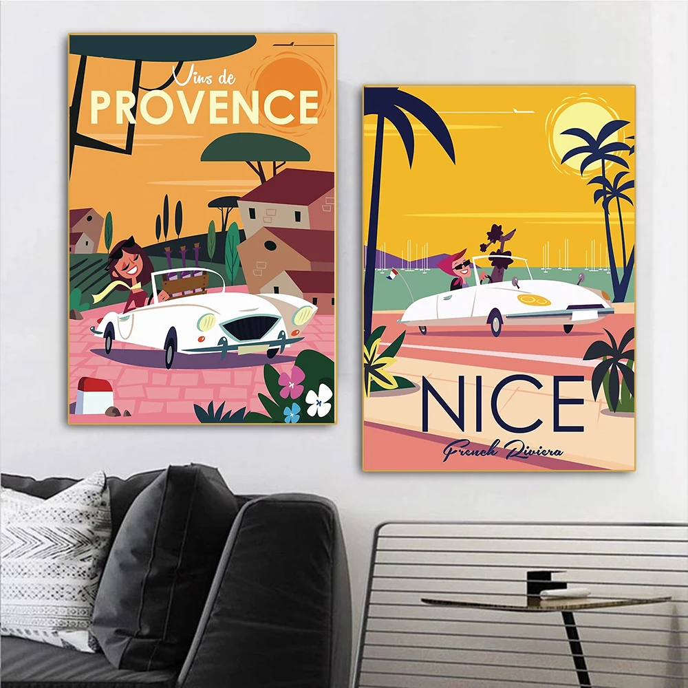 France Paris Monaco London Annecy Provence Saint Tropez City Travel Poster Print Canvas Painting Wall Art Living Room Home Decor