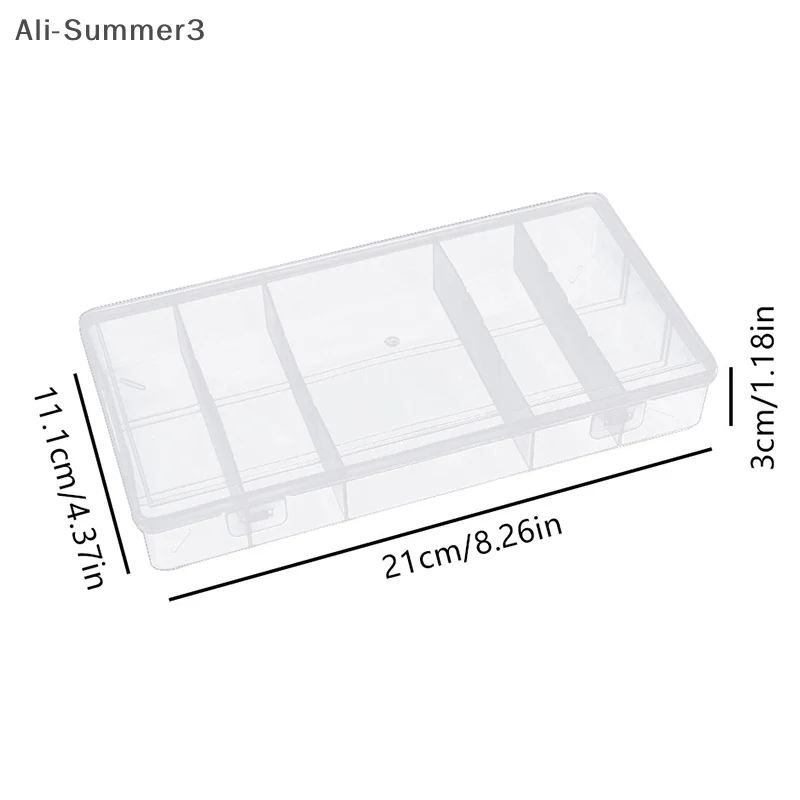 透明な蓋付き長方形縦型5グリッドまつげエクステツール収納ボックス接着剤ピンセットホルダーメイクアップオーガナイザー