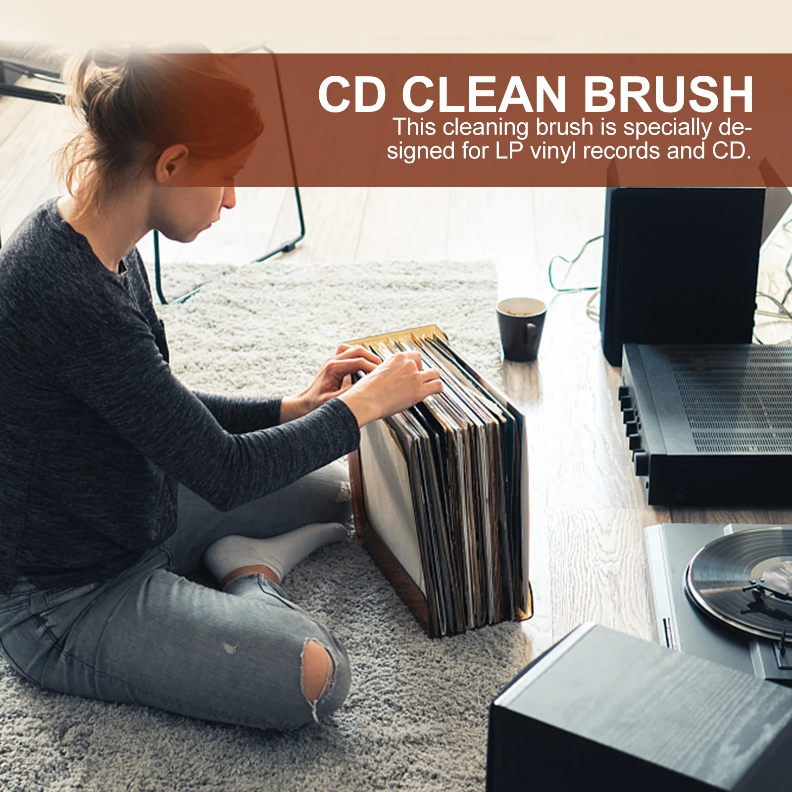 

Professional Record Vinyl Cleaning Brush Cd Player Dust Remover Exquisite Wooden Handle Static Free Long Lasting Clean