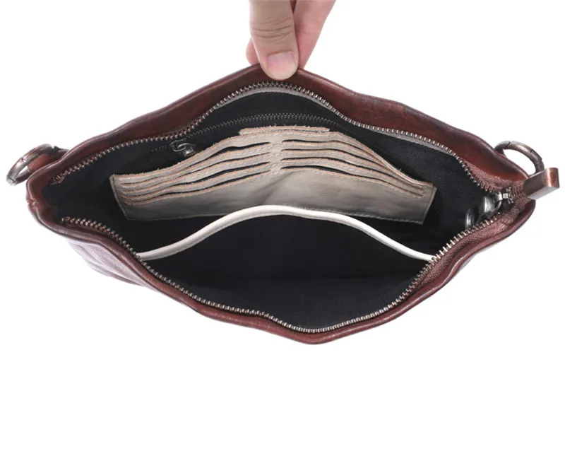 حقيبة يد كلاسيكية فاخرة للرجال من الجلد الأصلي متعددة الوظائف، منظم بسيط، محفظة هاتف من جلد البقر الحقيقي ذات سعة كبيرة