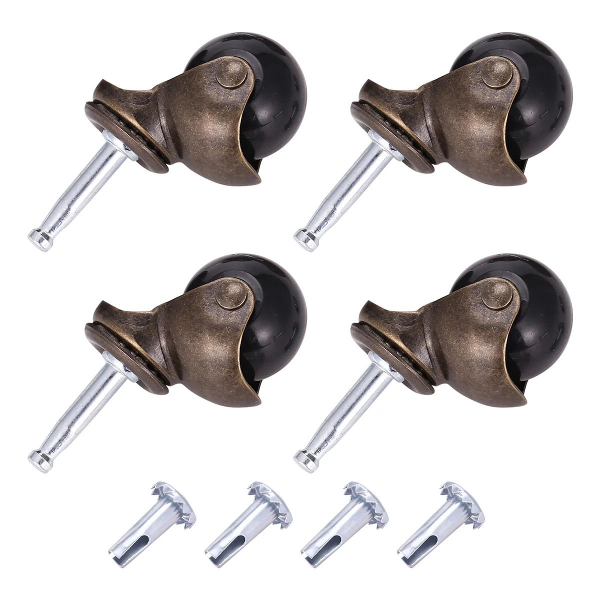 The New 1.5Inch Ball Casters Wheels for Furniture Casters Set of 4 with 8 x 38mm Mounting Stem Sleeve Socket Insert Replacement