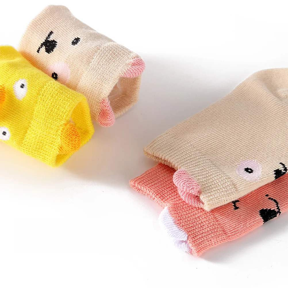 

5Pairs Baby Girls Socks Cartoon Animal Design Sweat Absorption Breathable Non Slip Knee High Stockings for 5-8 Size L