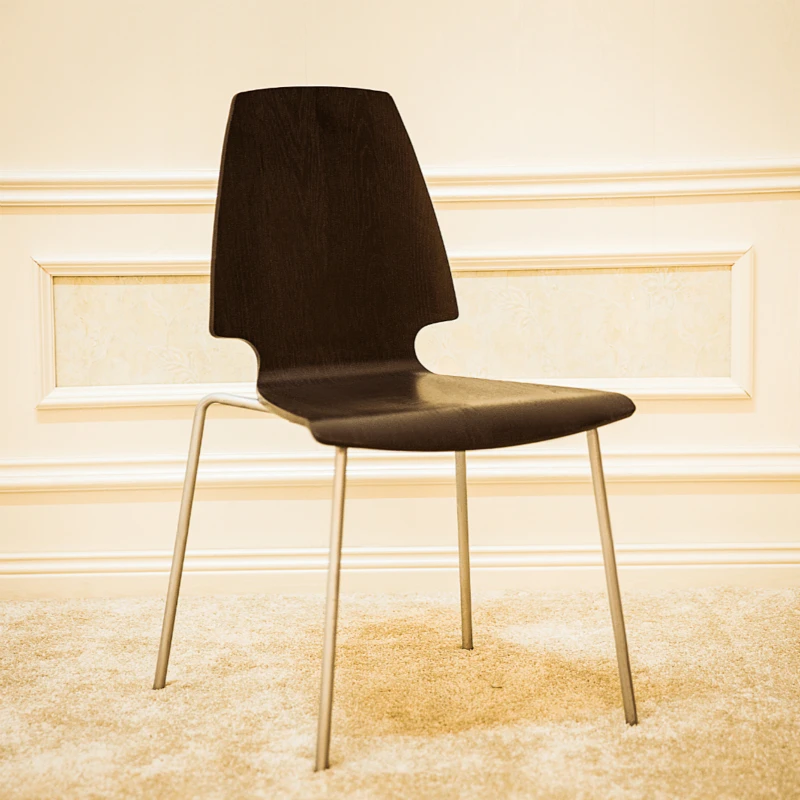 Reinforced solid wood black Nordic simple modern dining chair office chair Japanese style chair steel leg