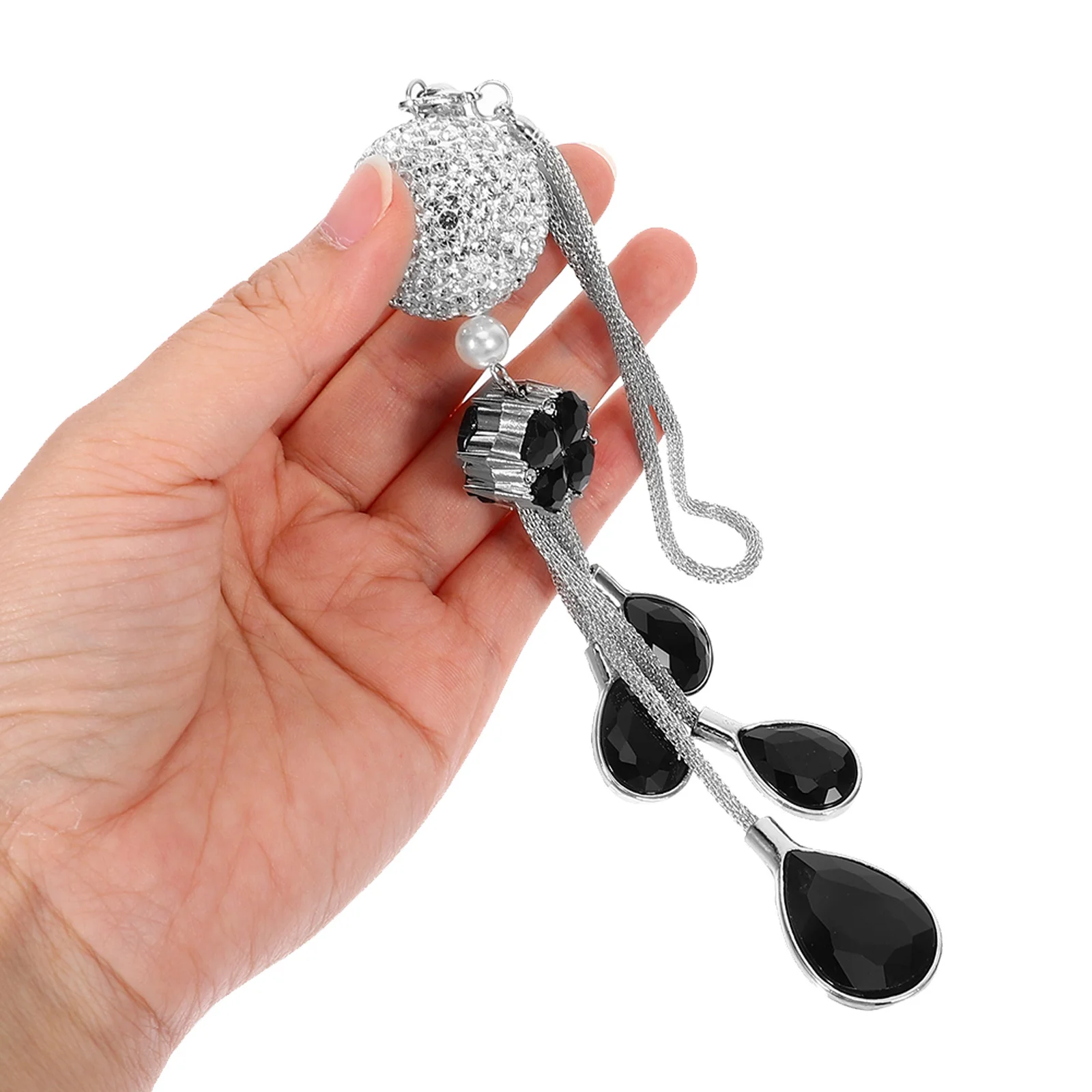 

from Car Crystal Pendant Hanging Decorations Black Rear View Mirror Hanger