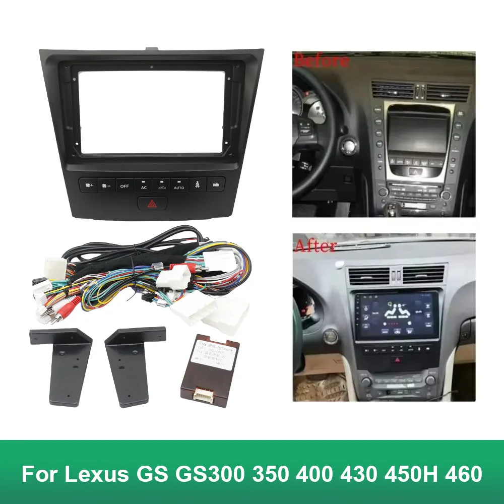 9 Inch Car Frame Fascia Adapter Canbus Box Decoder Android Radio Dash Fitting Panel Kit For Lexus GS GS300 350 400 430 450H 460