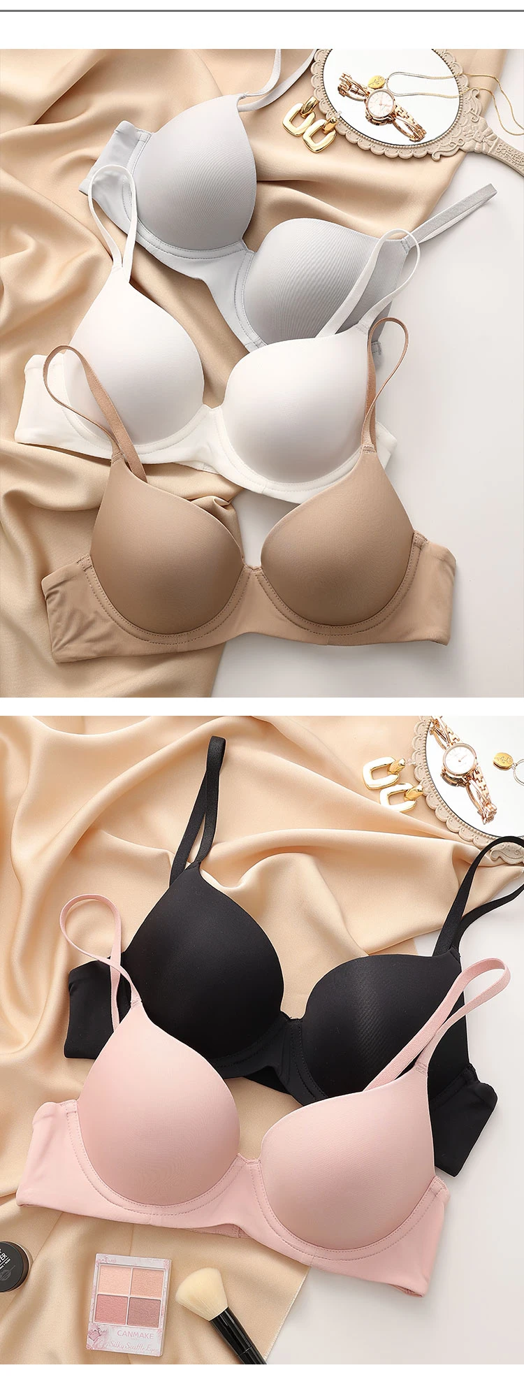 Plus Size Dessous für Frauen Nahtloser Push-Up-BH Sexy dünner Cup Baumwolle Büstenhalter Bequeme Unterwäsche Weibliche C D E Cup Unterwäsche – Detail 2