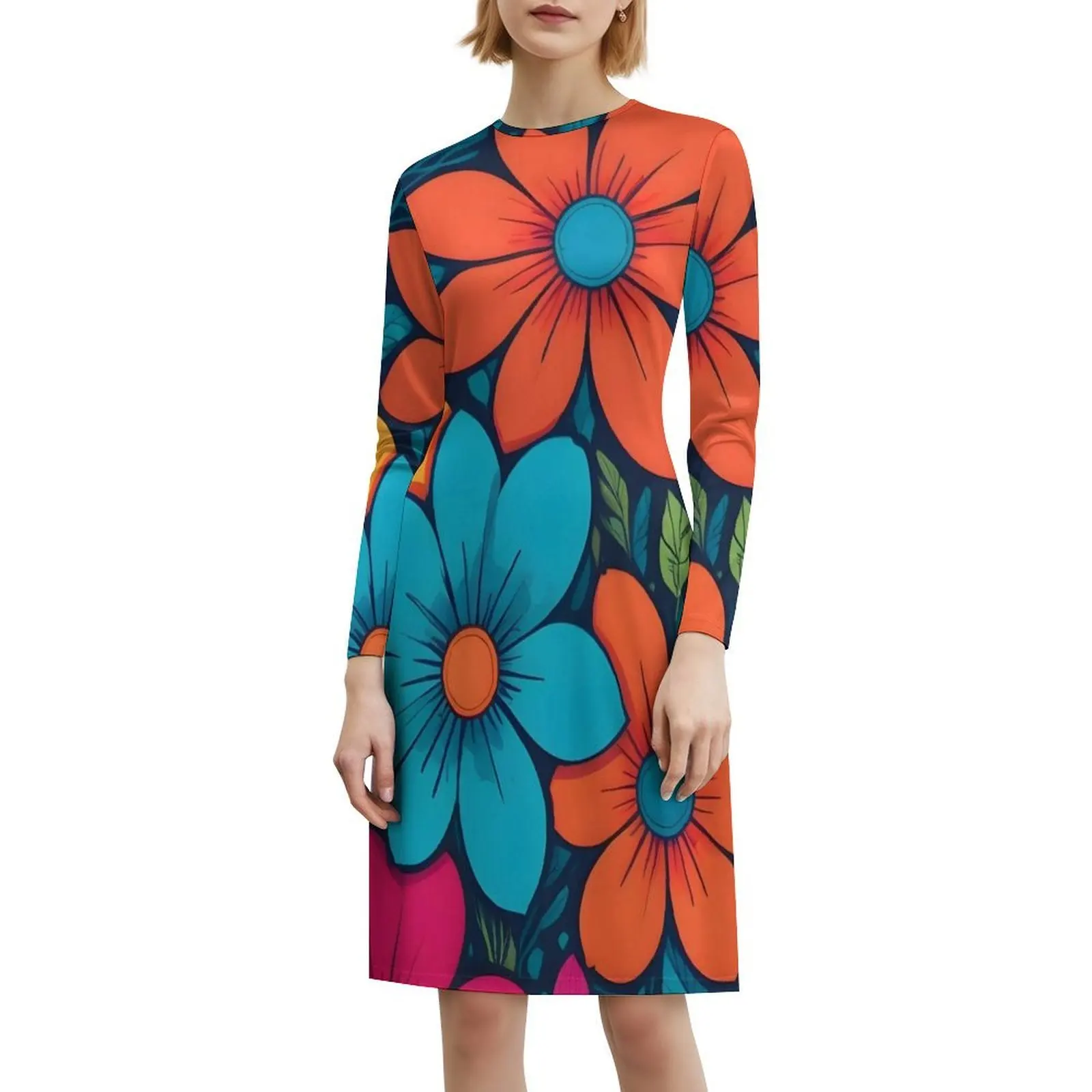 فستان قصير على طراز أوركيد أوشن بريبي للنساء على شكل حرف a فضفاض مناسب فستان يوم غير رسمي زهور الحب فستان حقل لطيف للفتيات #6