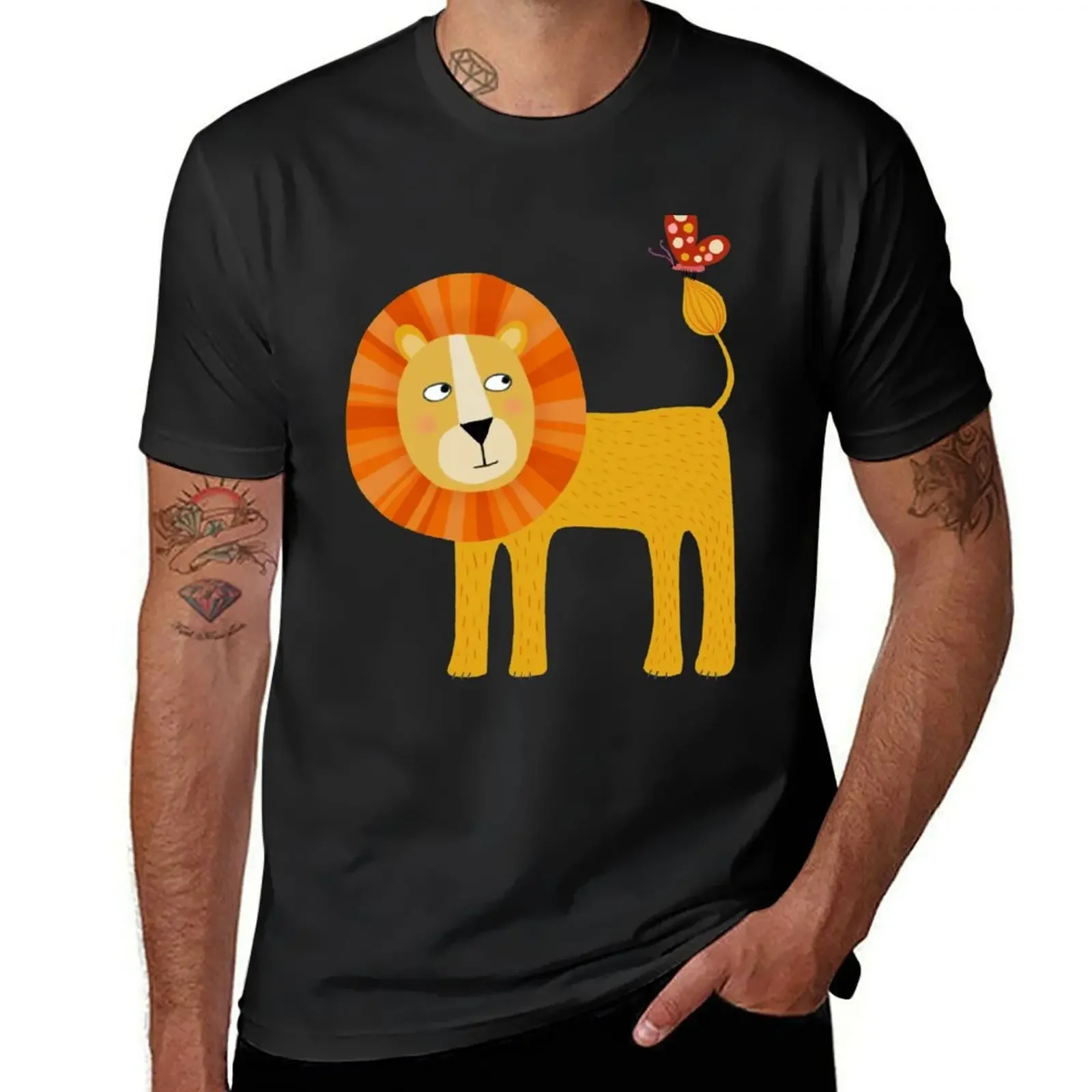 

Lion Looking at a Butterfly T-Shirt football t shirt graphic t shirts cotton man t-shirts slim fit t shirts for men