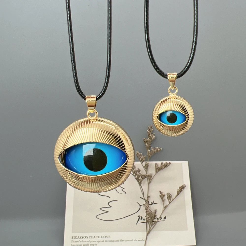 

Fashion Round Blue Evil Eye Necklace Women Rope Chain Classic Pendant Jewelry For Female