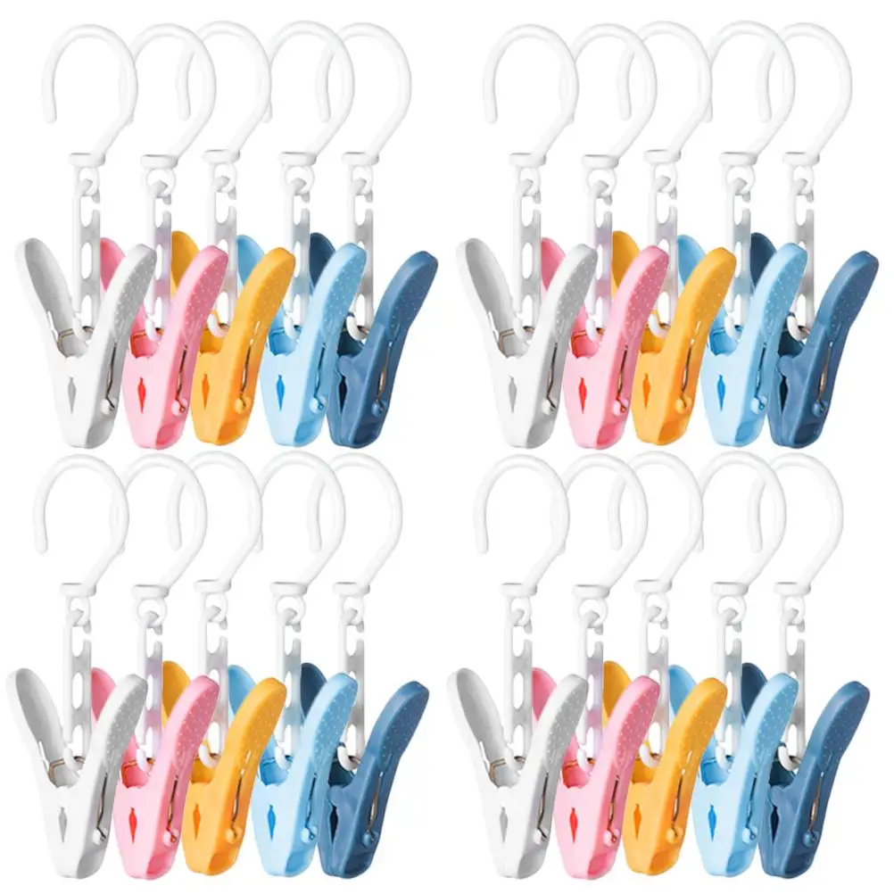 

30pcs Laundry Hook Clips 5 Colors Each 6pcs PP Material Heavy Duty Multi Use Closet Organizers Clothes Hat Hangers Storage