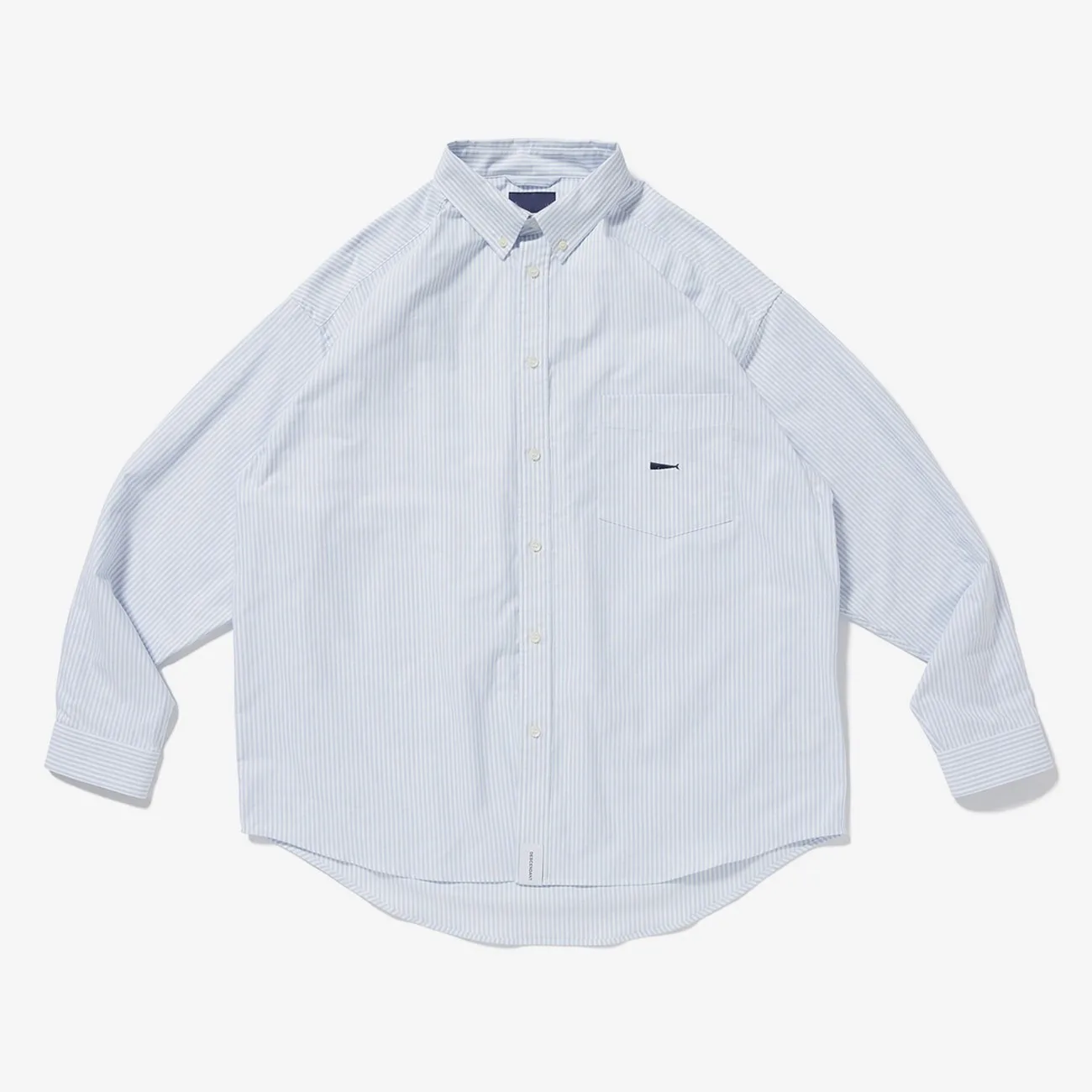 DESCENDANTSLATERS Shirt Striped Blue Shirt for Men Long Sleeved Japanese Loose Fit Shirts