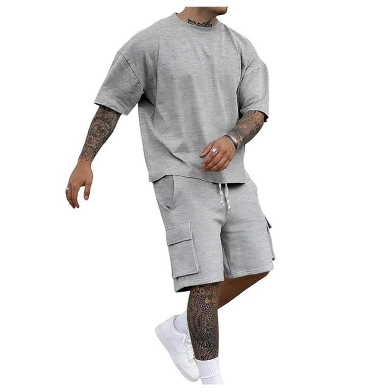

Men's Summer Loose Fashionable Casual Sports T-shirt Short-sleeved Shorts Suit