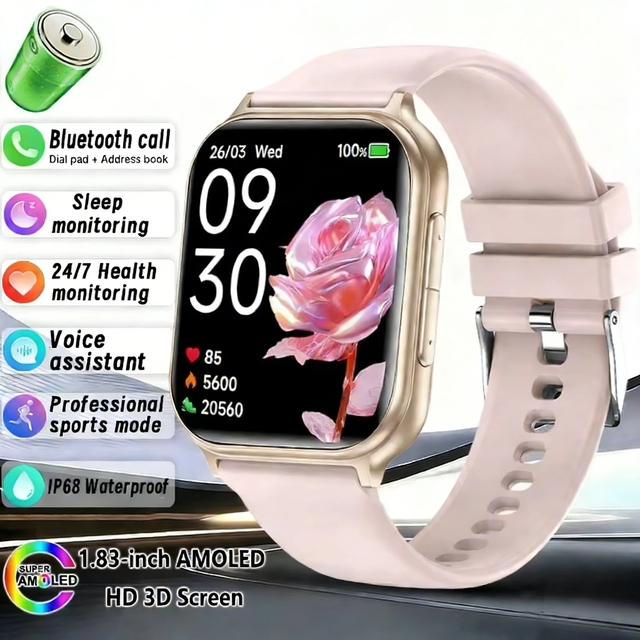 

Новые смарт-часы Bip 6 Pro 2026 года для мужчин и женщин: для спорта на открытом воздухе, фитнеса, с измерением пульса, GPS-трекингом, Bluetooth-звонками, водонепроницаемые (IP68)