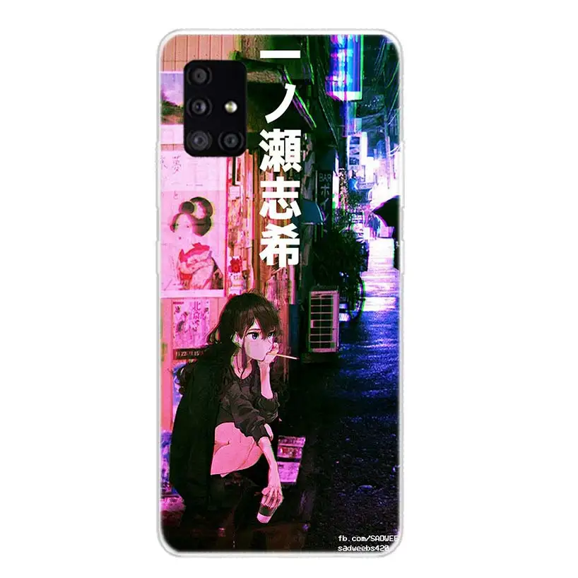 Anime Vaporwave Glitch Purple For Samsung Galaxy A15 A14 A13 A12 A55 A54 A53 A52 Phone Case A32 A35 A34 A33 A25 A24 A23 A22 A04S