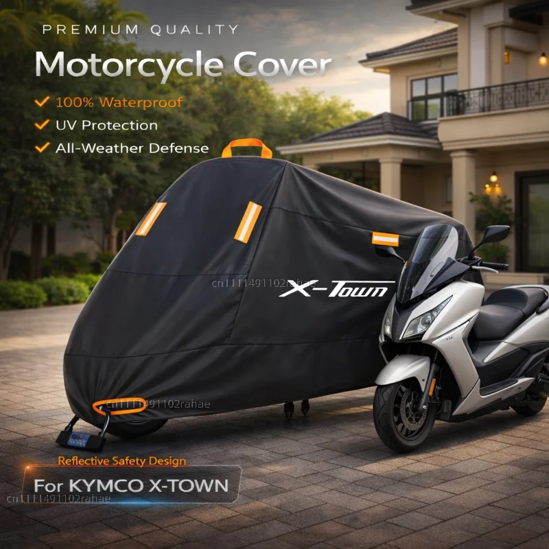 For KYMCO X-TOWN125i Outdoor Motorcycle Cover Waterproof Thickened Polyester UV Protective Rain Dust Sun All Weather Cover