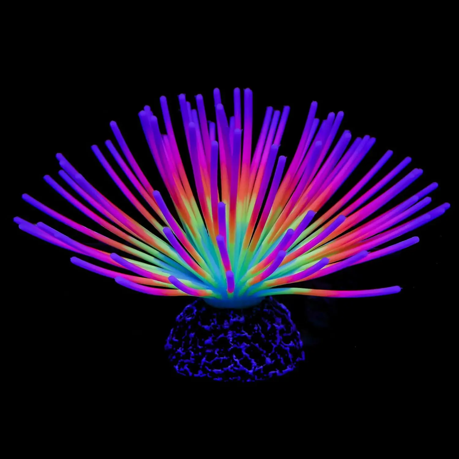 Aquarium-Imitat Regenbogen-Seehalskammkugel Künstliches Silikon-Ornament mit Leuchteffekt für Fischbecken-Landschaftsdekoration