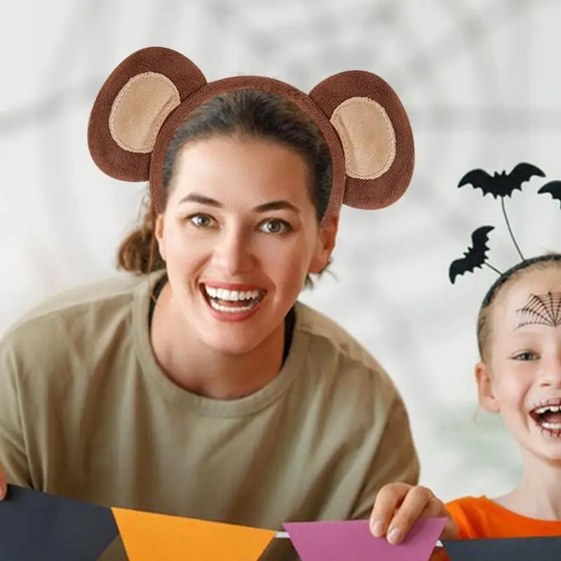 Monkey Costumes Set Animal Ears and Tail Set Monkey Fancy Dress Accessories Plush Ears Headband Halloween Cosplay Props