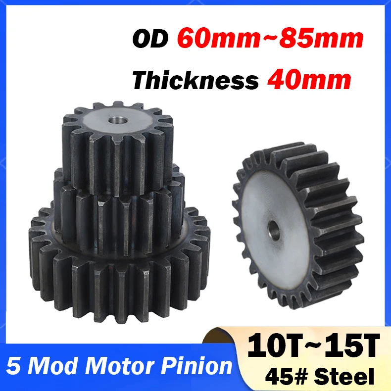 5-mod-10-11-12-13-14-15dents-engrenage-droit-45--trempe-haute-frequence-rugueuse-plate-d'engrenage-de-transmission-de-pignon-de-moteur-d'epaisseur-40mm-d'acier