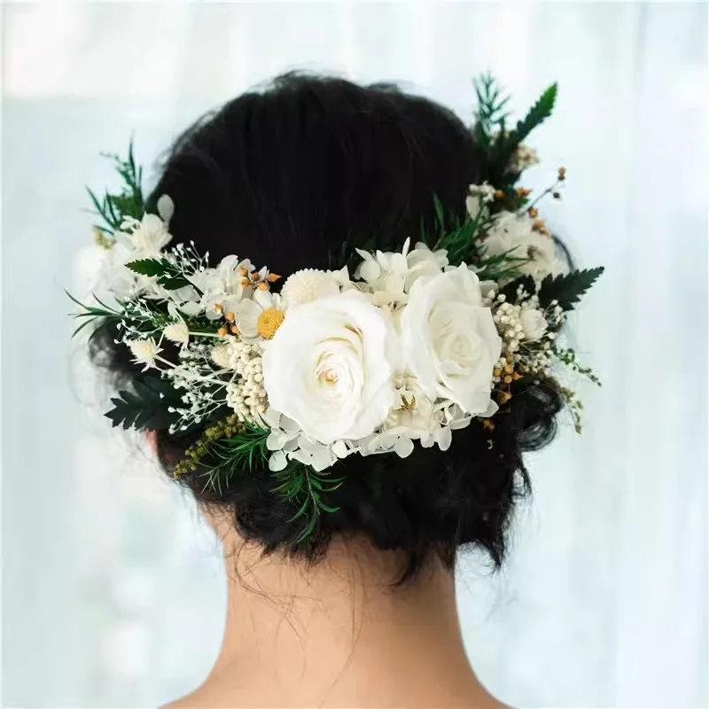 Woodland Dried flower Bridal Hair Comb Wreath Pins Ivory Color Girls Accessories Wedding Jewelry Handmade