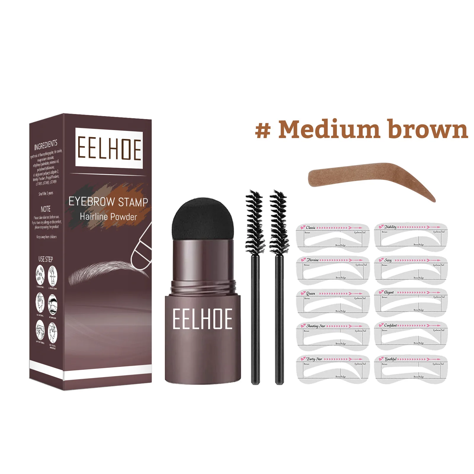 Eelhoe Eyebrow Stamp Shaping Eyebrow Brush Kit Professional Fast Brow Makeup Shape Eyebrow Brush One Step Eyebrow Stamp Shaping