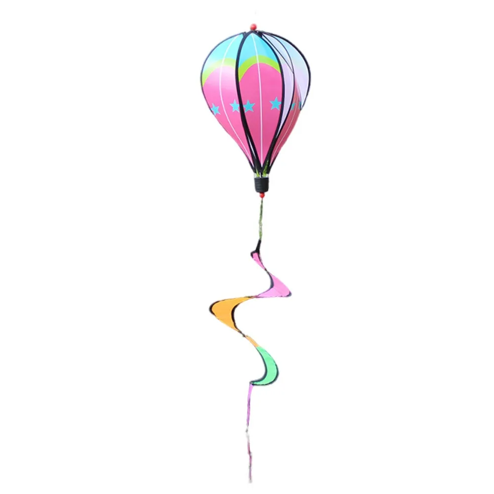 Rotating Design Hot Air Balloon Colorful Design Transparent Material Rainbow Windmill Glitter Effect Bright Film Wind Spinner