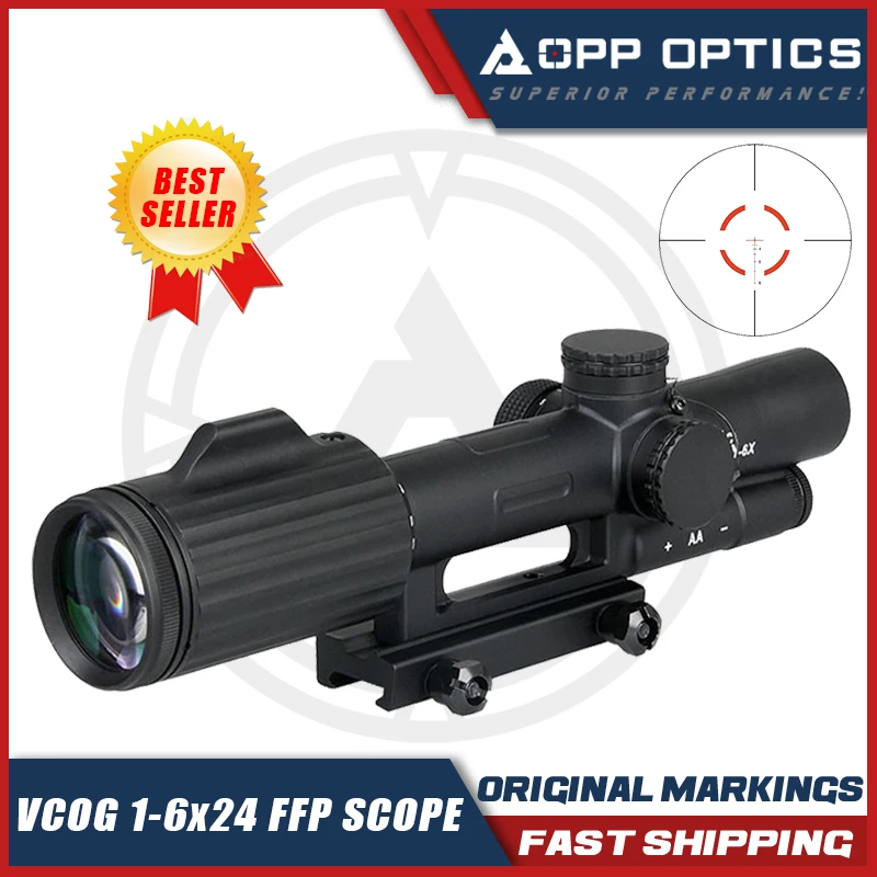 VC-OG 1-6x24mm FFP SCOPE HD First Focal Plane Illuminated Precision Reticle Shock Resistant Optics for Hunting