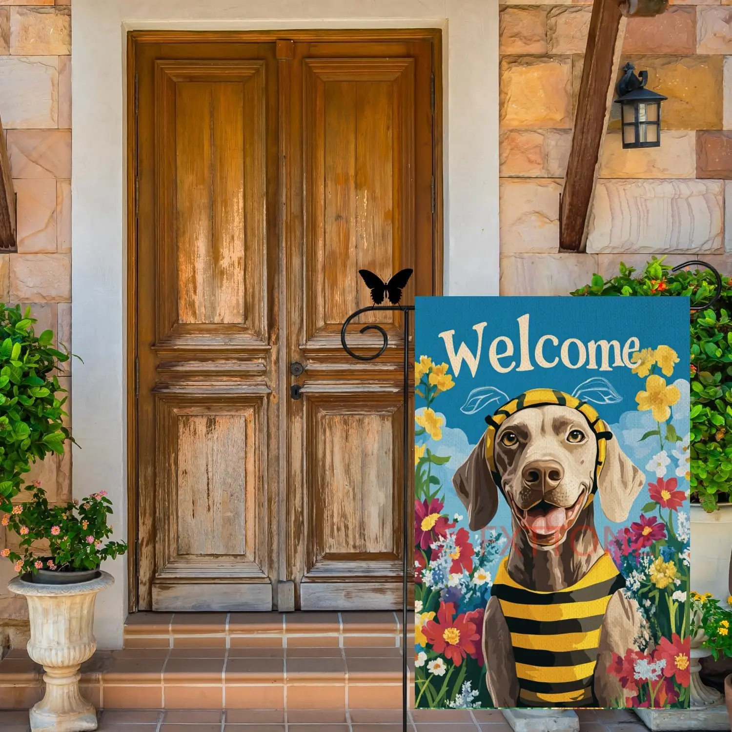 FXTTONZ Welcome Spring Summer Weimaraner Decorative Garden Flag Flowers Bee Yard Outside Decorations Seasonal Outdoor Small  LLO