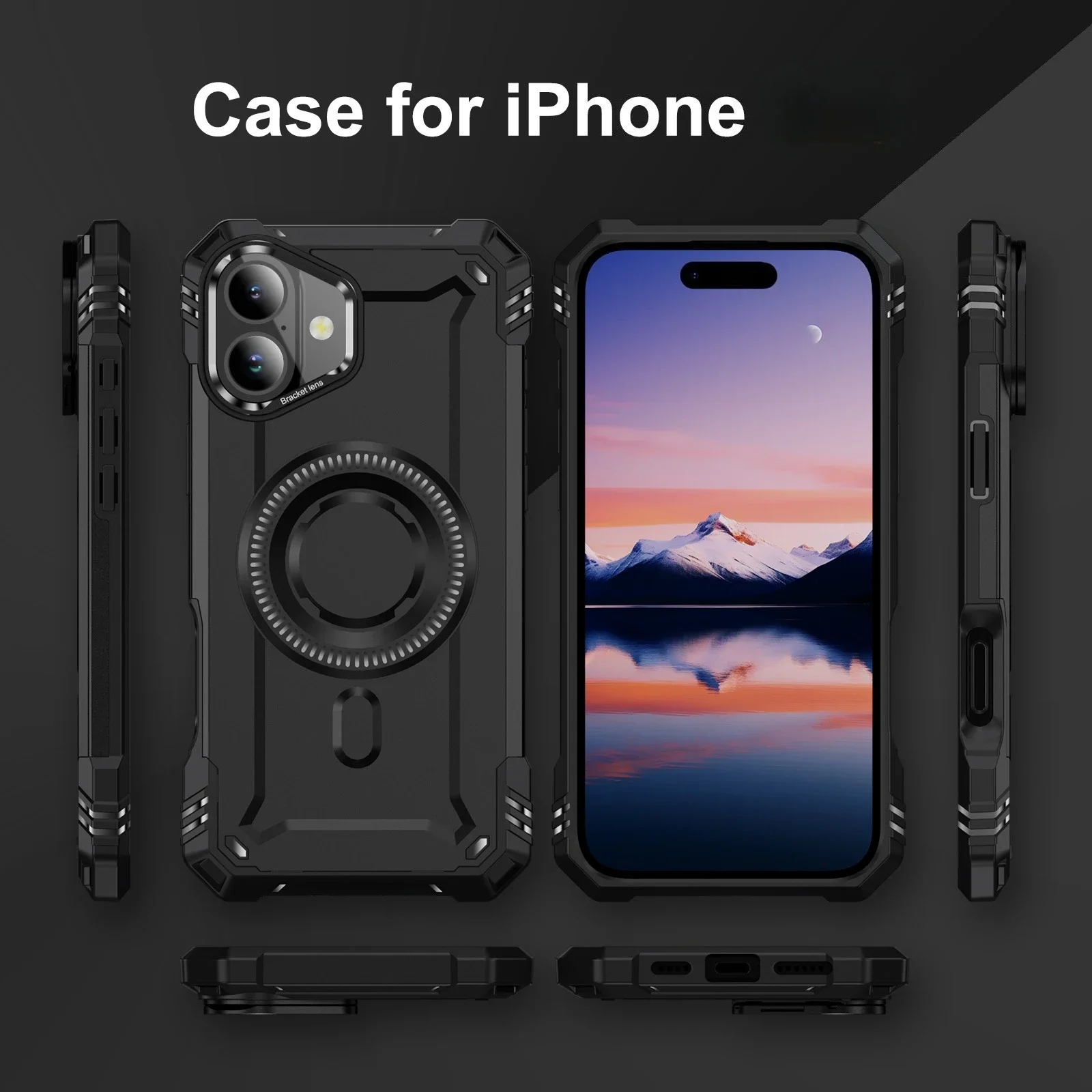 Funda para Iphone 17 Pro Max Iphone17 Air 16 Plus Pro Iphone16 Carga inalámbrica Armadura dura de doble capa Lisa