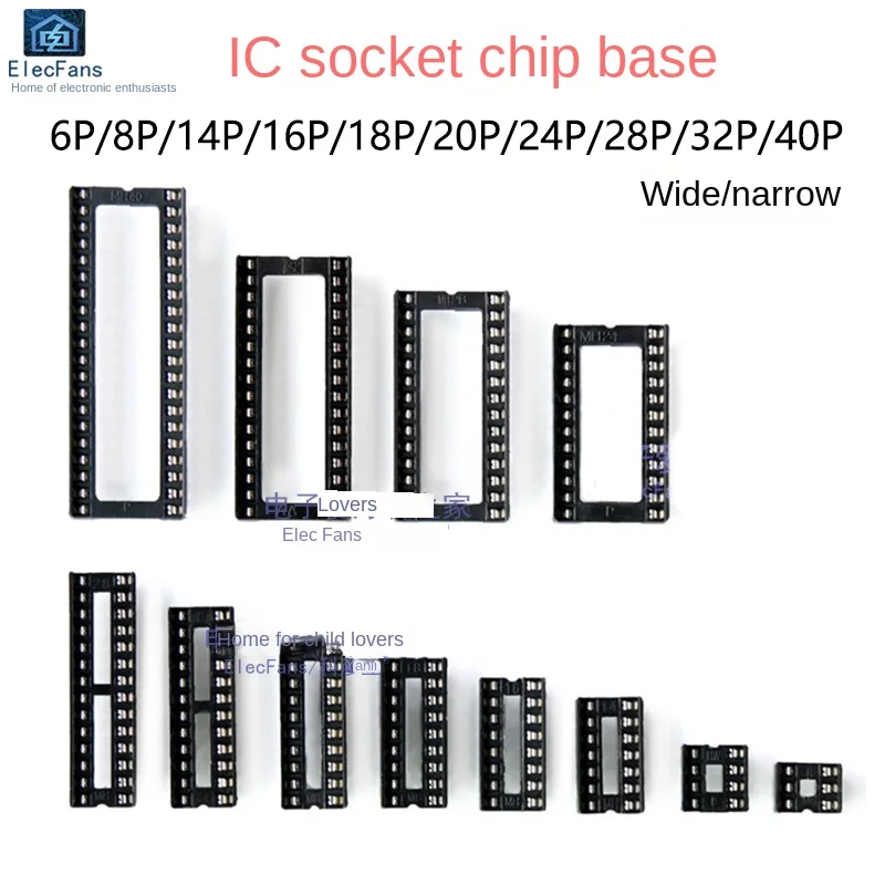 Connecteur de circuit intégré électronique, trou carré 8 P, prise IC DIP-8 broches, base de puce, circuit imprimé