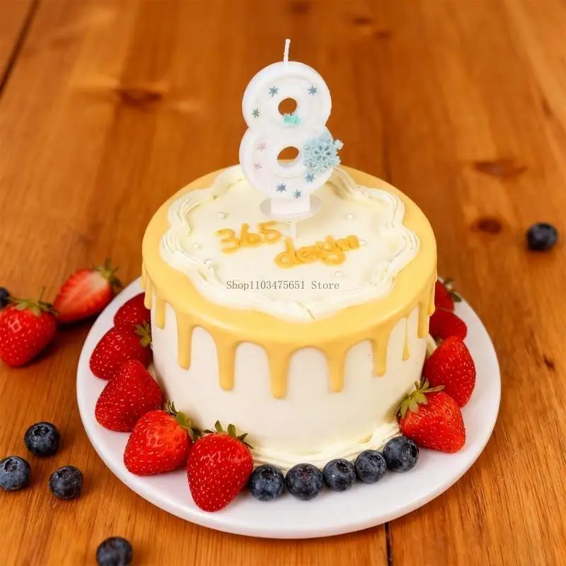 Girls Birthday Cake Number With Freeze Theme Winter Snowflake Design