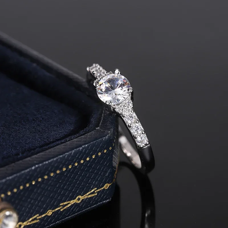 

New Hot Wedding Bands Women's Rings Inlaid AAA Cubic Zirconia Silver Color Luxury Engagement Rings for Lover 925 Silver Plated