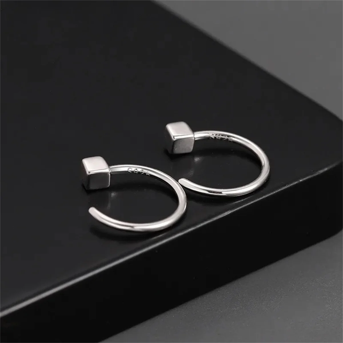 2pcs Vintage Minimalist Square Stud Earrings for Teens,Stainless Steel Tragus Cartilage Helix Ear Piercing Jewelry