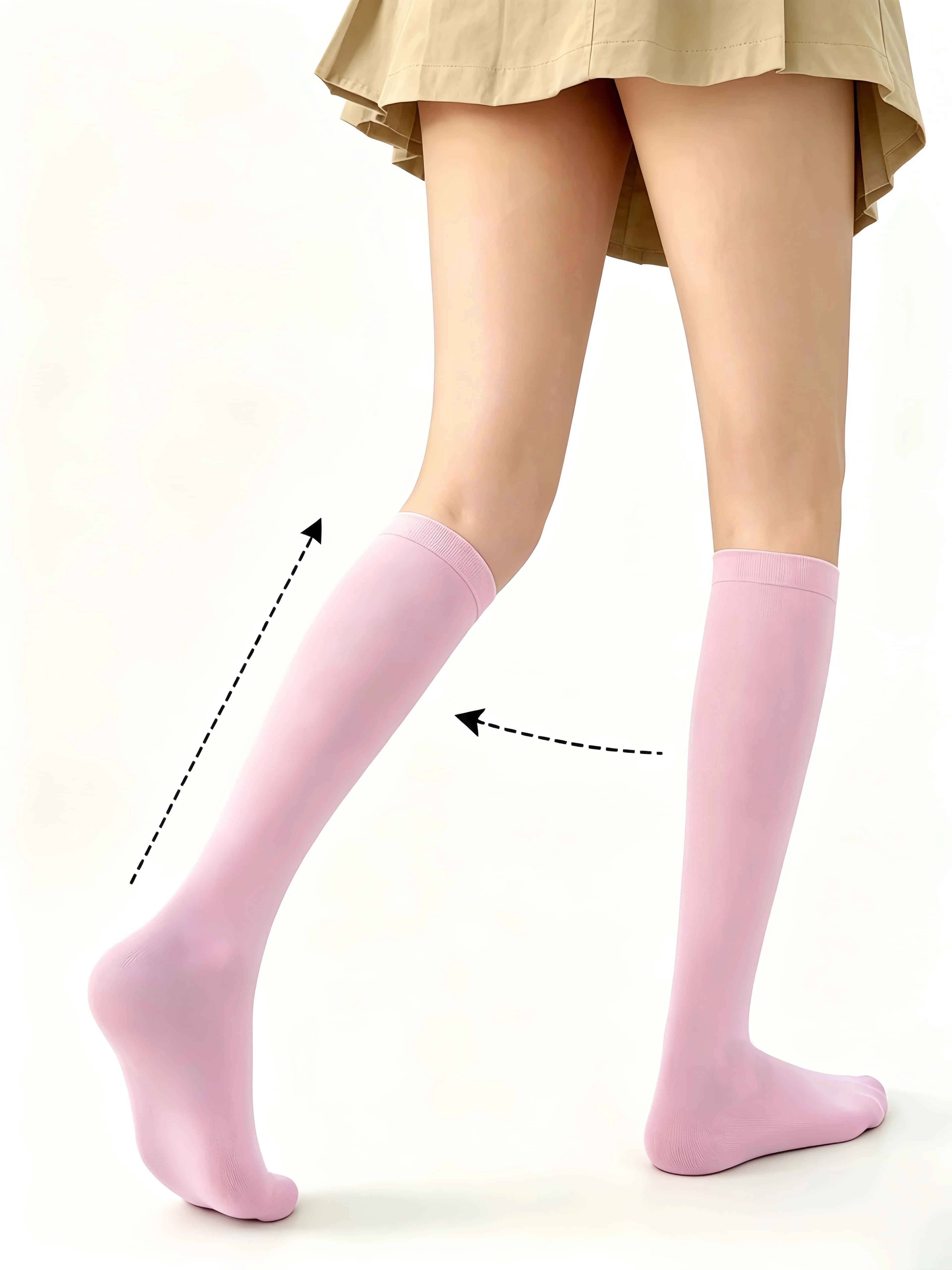 Rosa einfarbige Overknee-Socken für Damen, vielseitig einsetzbar, sexy, schmal geschnitten, lässige, oberschenkelhohe Strümpfe für Dates, Partys und den täglichen Gebrauch – Detail 1