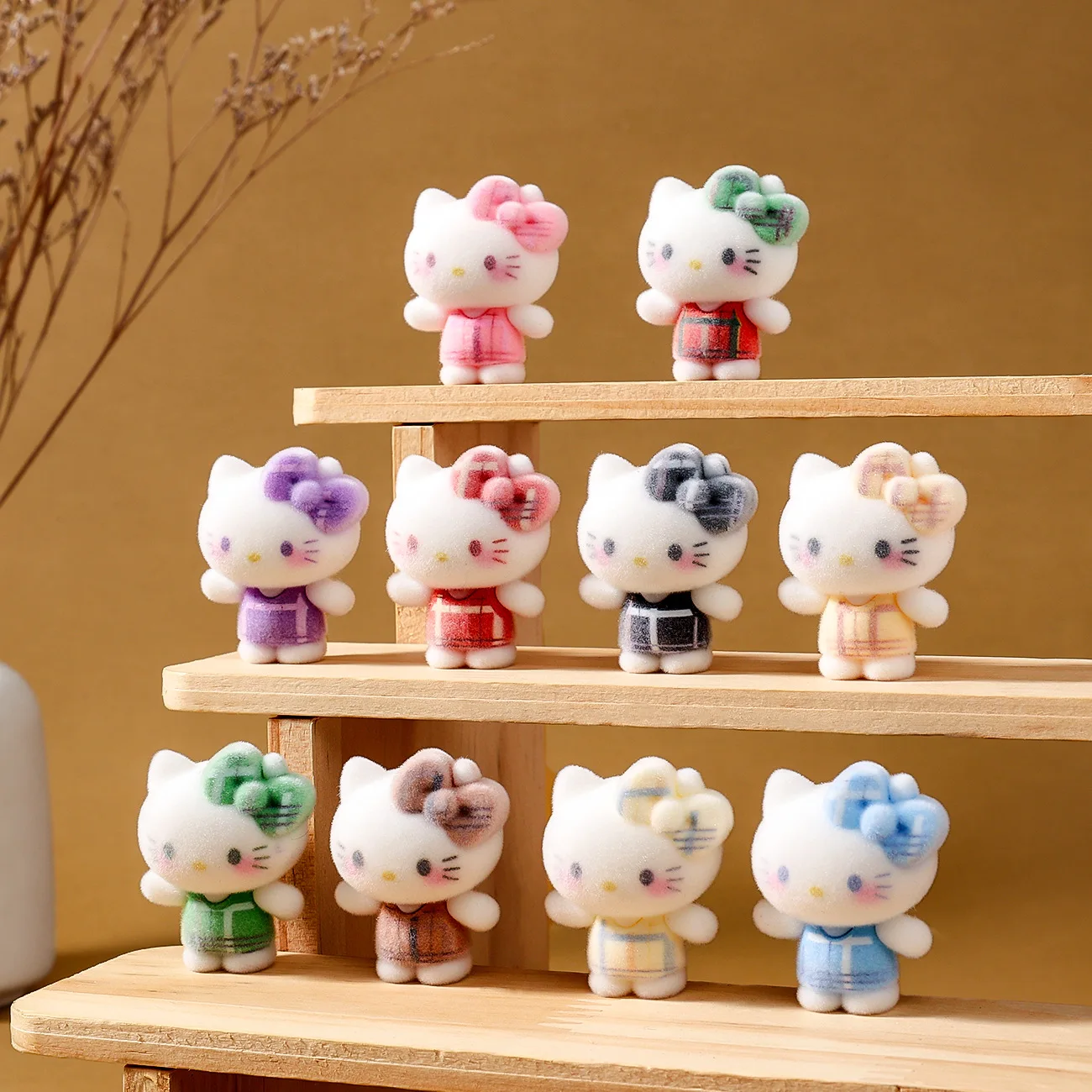 

Kitty color-striped KT cat figurine DIY keychain pendant table decoration gift for both men and women