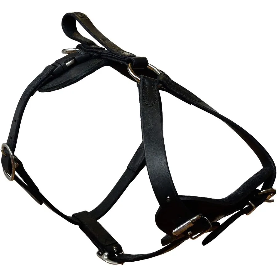 Redline K9 Padded Leather Quick Release Dog Protection and Tracking Harness Large Black for Enhanced Safety and Comfort During