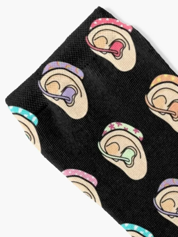 Colourful hearing aid ears Socks luxury custom Mens Socks Women's