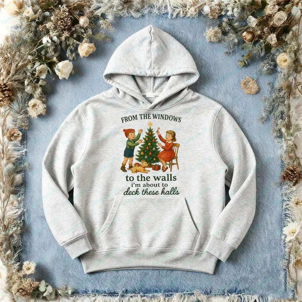 من النوافذ إلى الجدران سطح السفينة هذه القاعات الملابس الرائجة نمط عتيق للجنسين مضحك عيد الميلاد البلوز عطلة هوديي