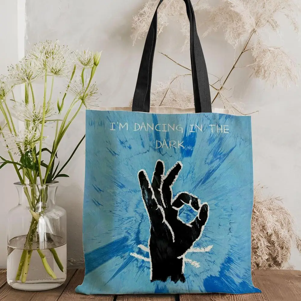 

Ed Singer S-Sheeran Storage Bags Canvas Double-Sided Print Tote Bag Large Capacity Shoulder Fashion Shopping Handbag