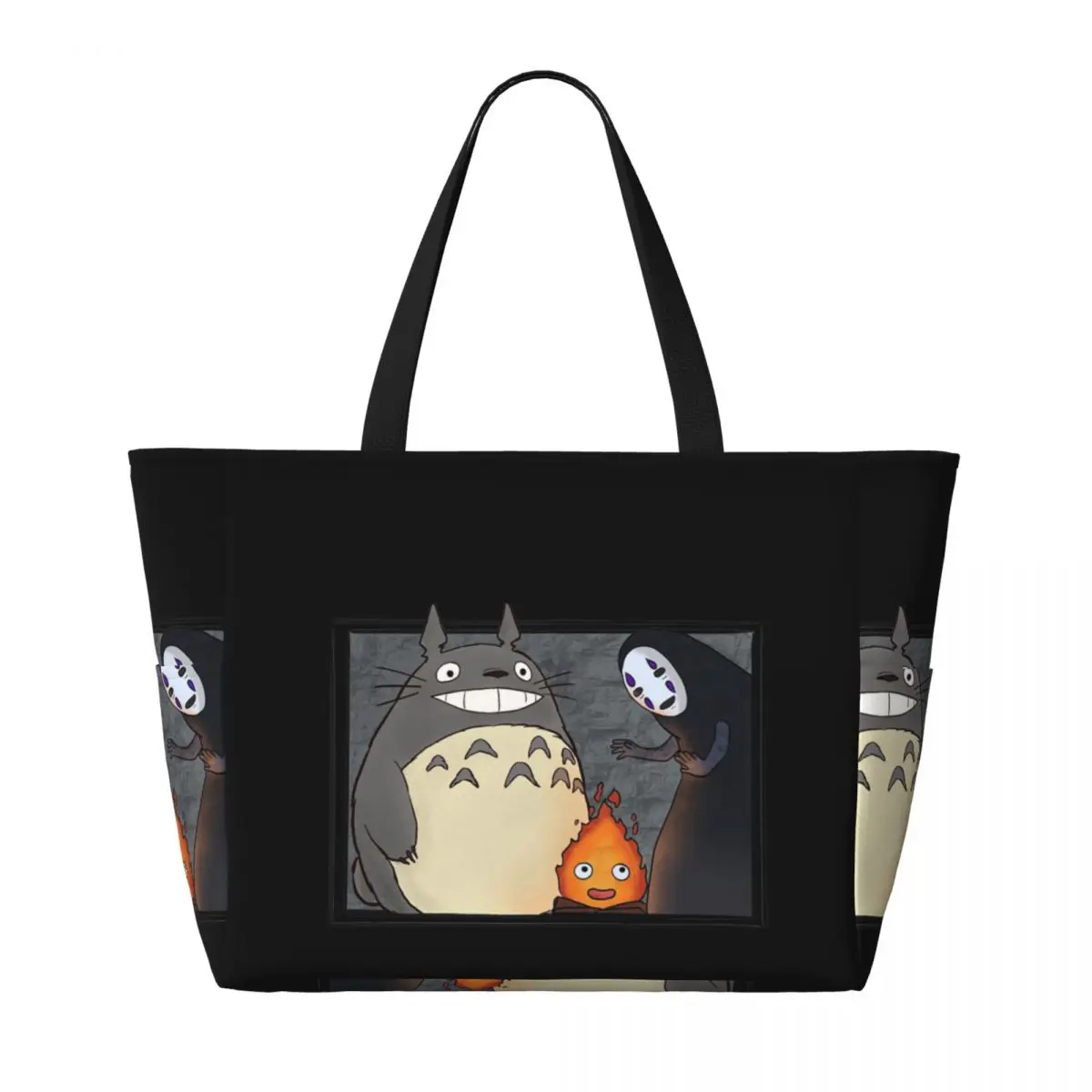 Three Ghibli Friends Beach Tote Bag Sport Gym Yoga Duffle Large Tote Bag Women Travel Bag Fitness bag
