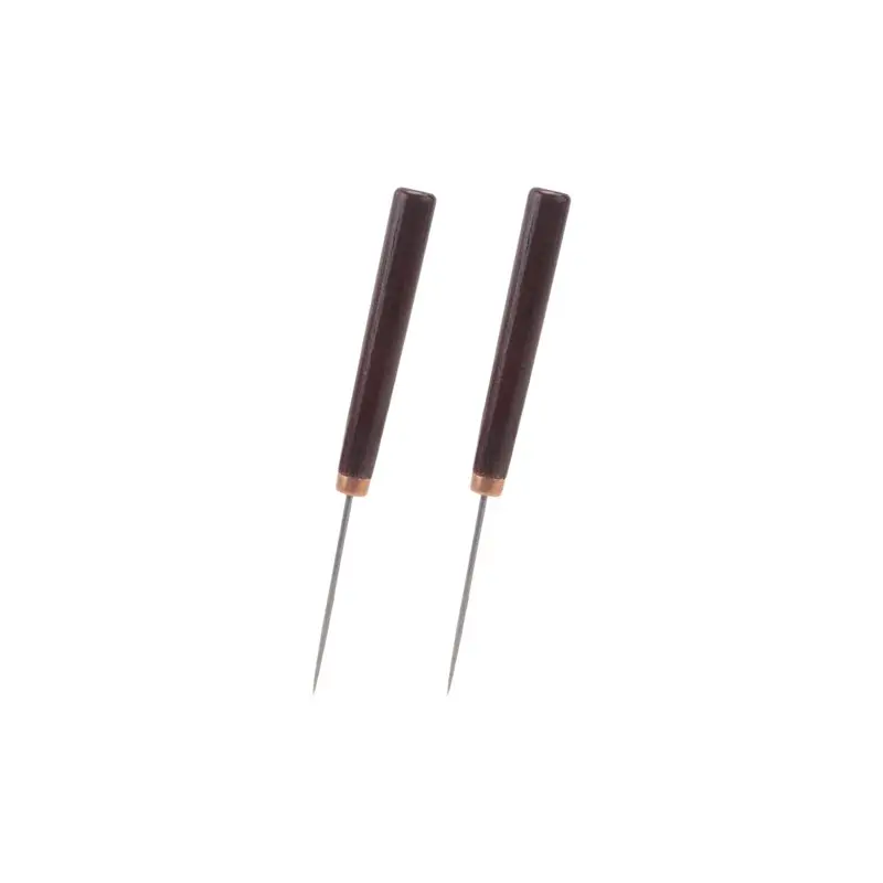 AB33-2 Pcs Awl Tool With Wooden Handle, Leather Awl Punch Tool, Slender Scratch Awl, Awl Repair Tool For Leather Crafts