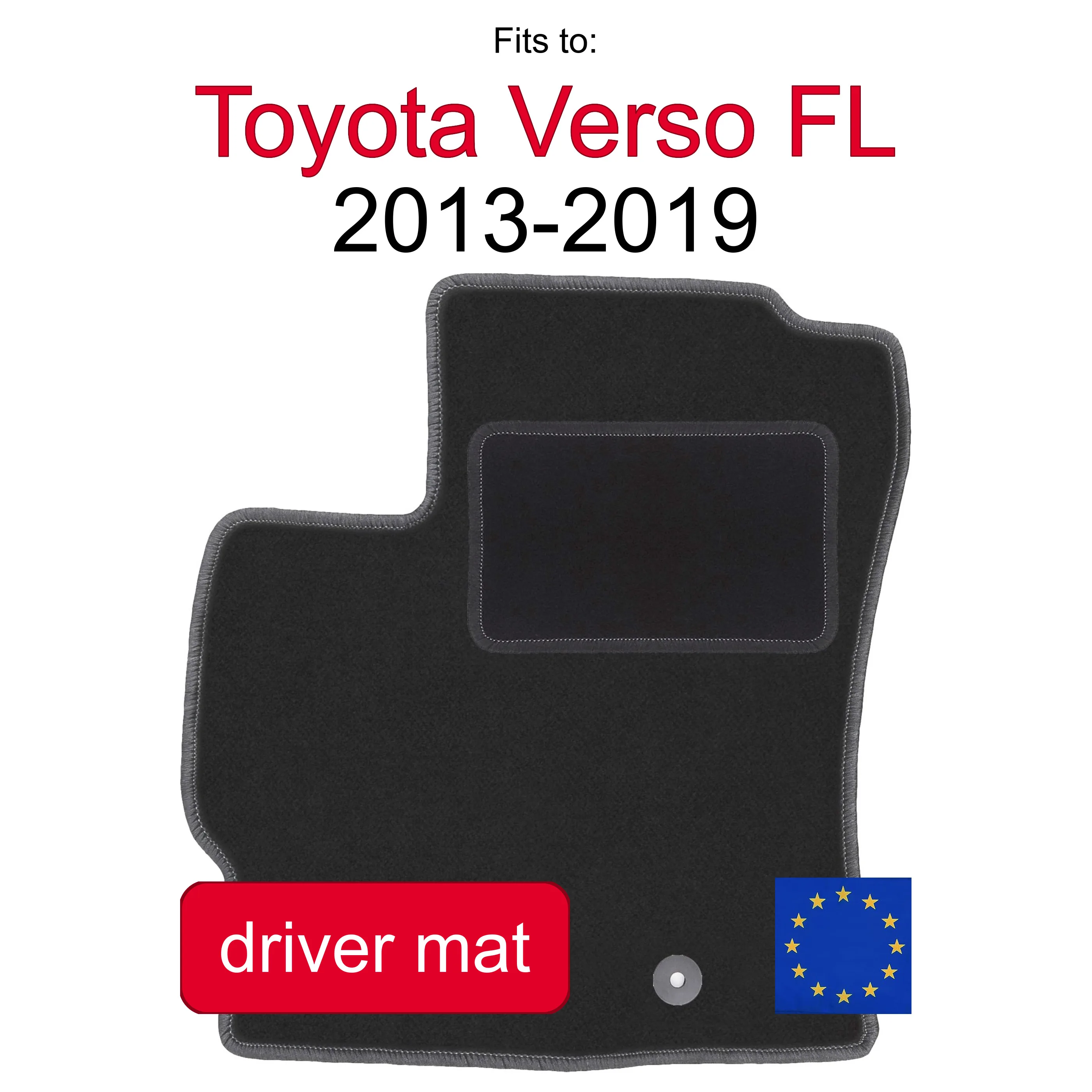 Velour tapijt voor bestuurderszijde voor Toyota Verso FL minivan (2013-2019) - grafiet, passend (1 stuk)