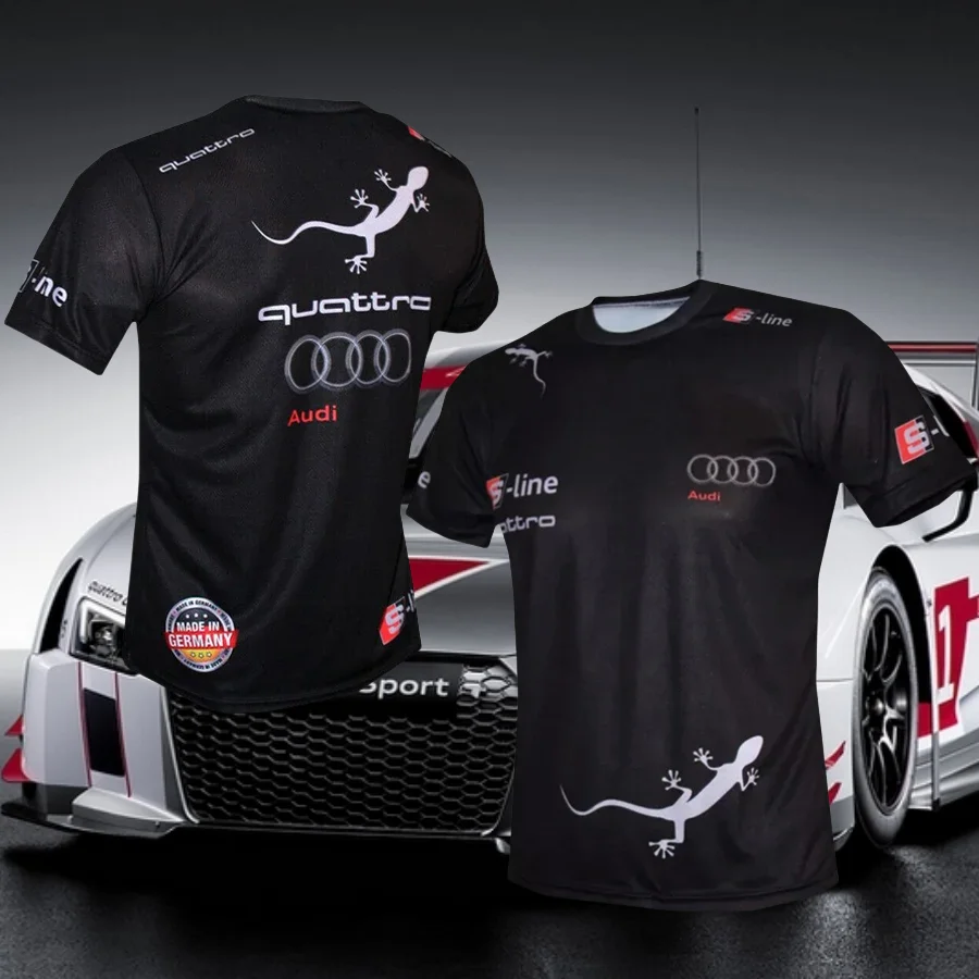 

Summer New Audi Motorcycle Men's Quick-drying T-shirt Cycling Suit Racing Suit Short-sleeved Casual Breathable Fashion Y2K