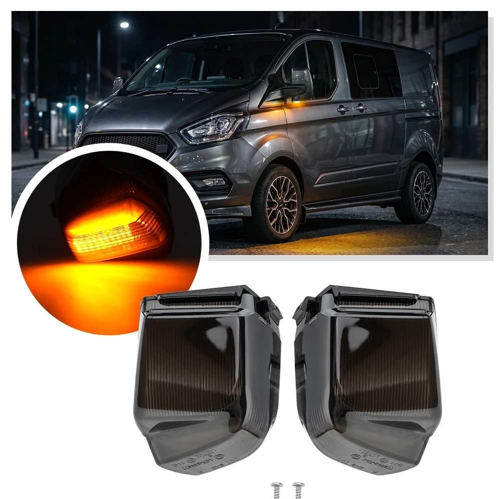 2 uds. para Ford Transit Custom Van Tourneo Custom Minibus 2012-2023, luz LED secuencial para espejo lateral, intermitente, lámpara de señal de giro