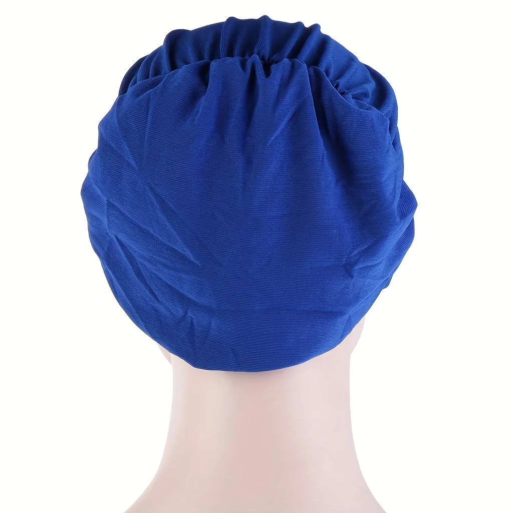 Solid Color Ramadan Turban Head Scarf Cap Casual Elastic Head Wrap Lightweight Bonnet Chemo Cap