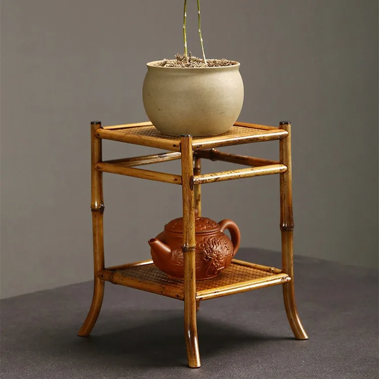Boutique Zhejiang industrial pure handmade mortise and tenon structure production old silu bamboo bonsai rack retro Chinese styl