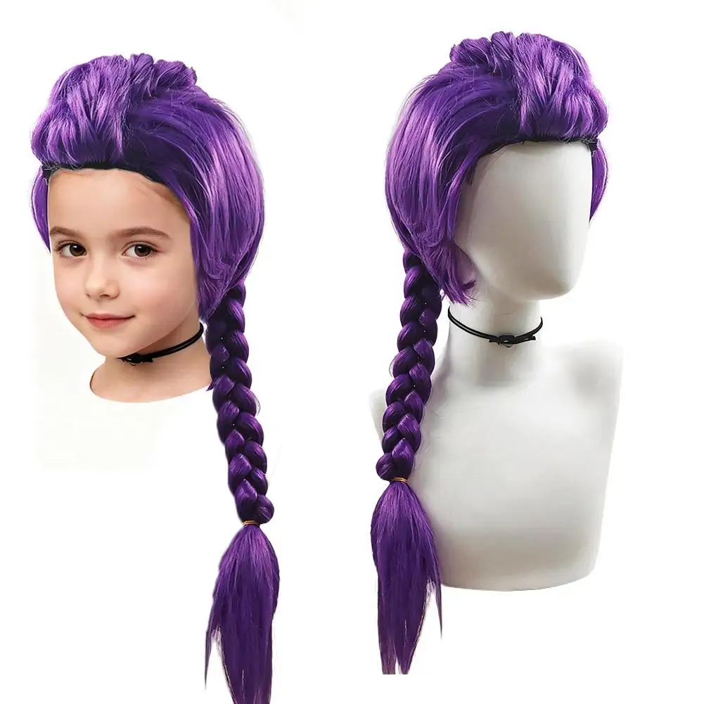 Perruques de Costume de chasseurs de démons Rumi, perruques de Cosplay pour enfants, Anime Mira Zoey pour femmes et hommes, perruque tressée violette, accessoire de Cosplay d'halloween